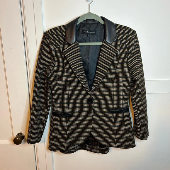 Nanette Lepore Two Tone Leather Trim Blazer - Picture 6 of 6